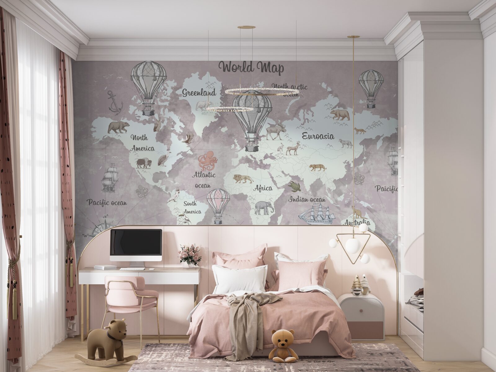 Carta da parati mappa del mondo con simboli