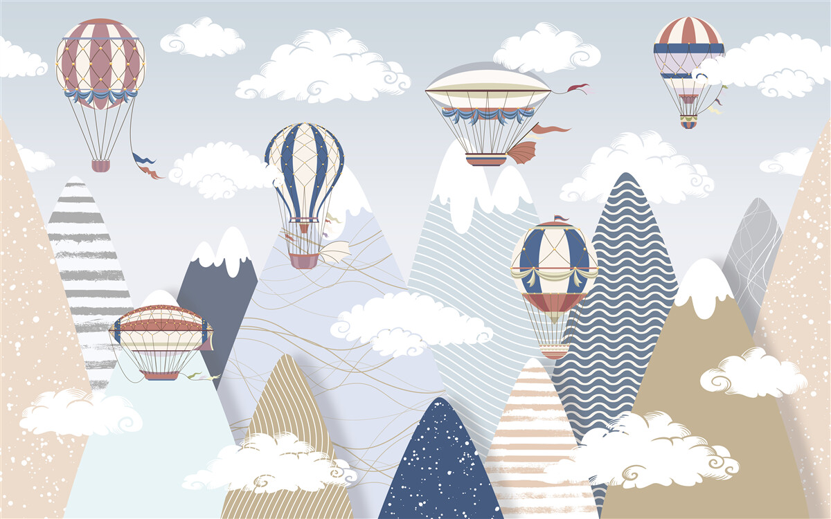 Carta da parati volare in mongolfiera