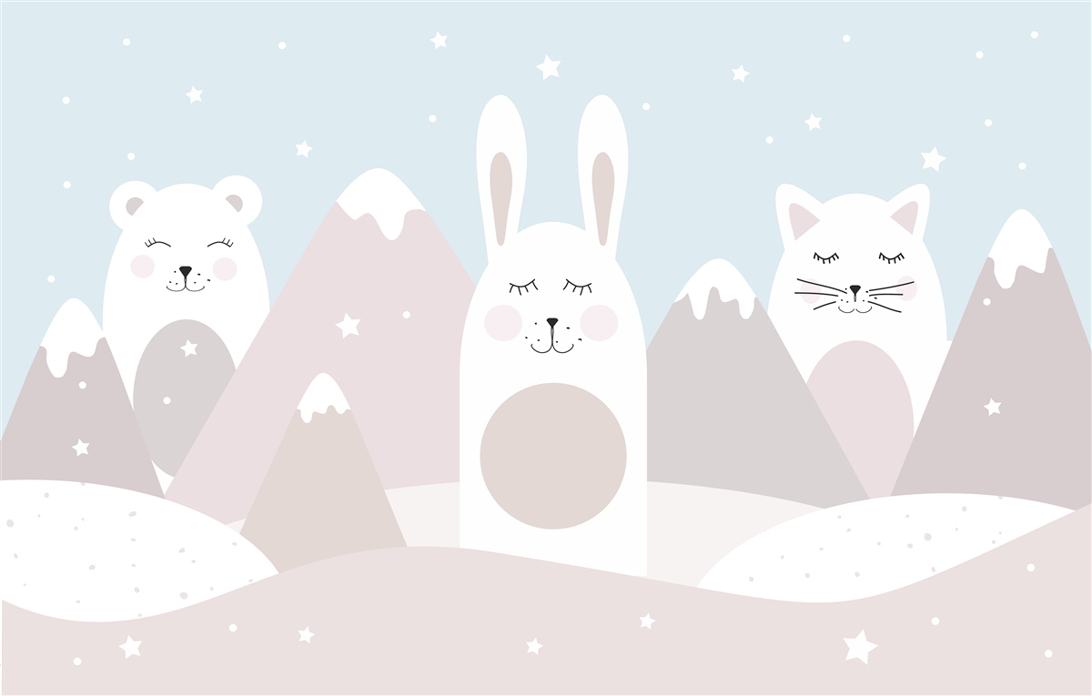Carta da parati coniglietto e gattino in montagna