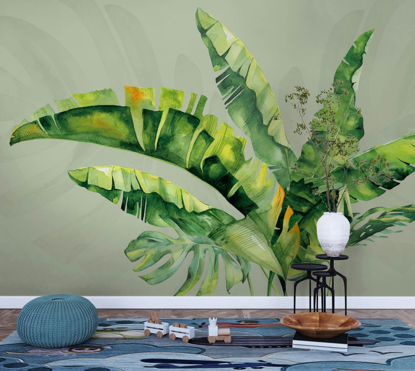 Carta da parati monstera e felce verde