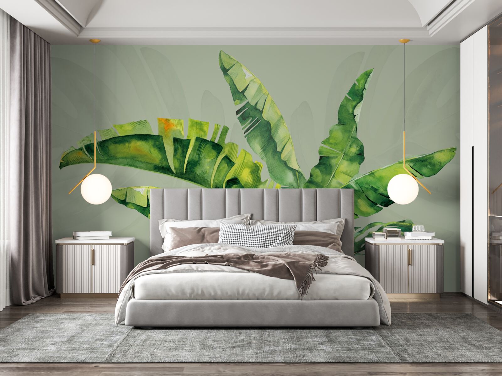 Carta da parati monstera e felce verde