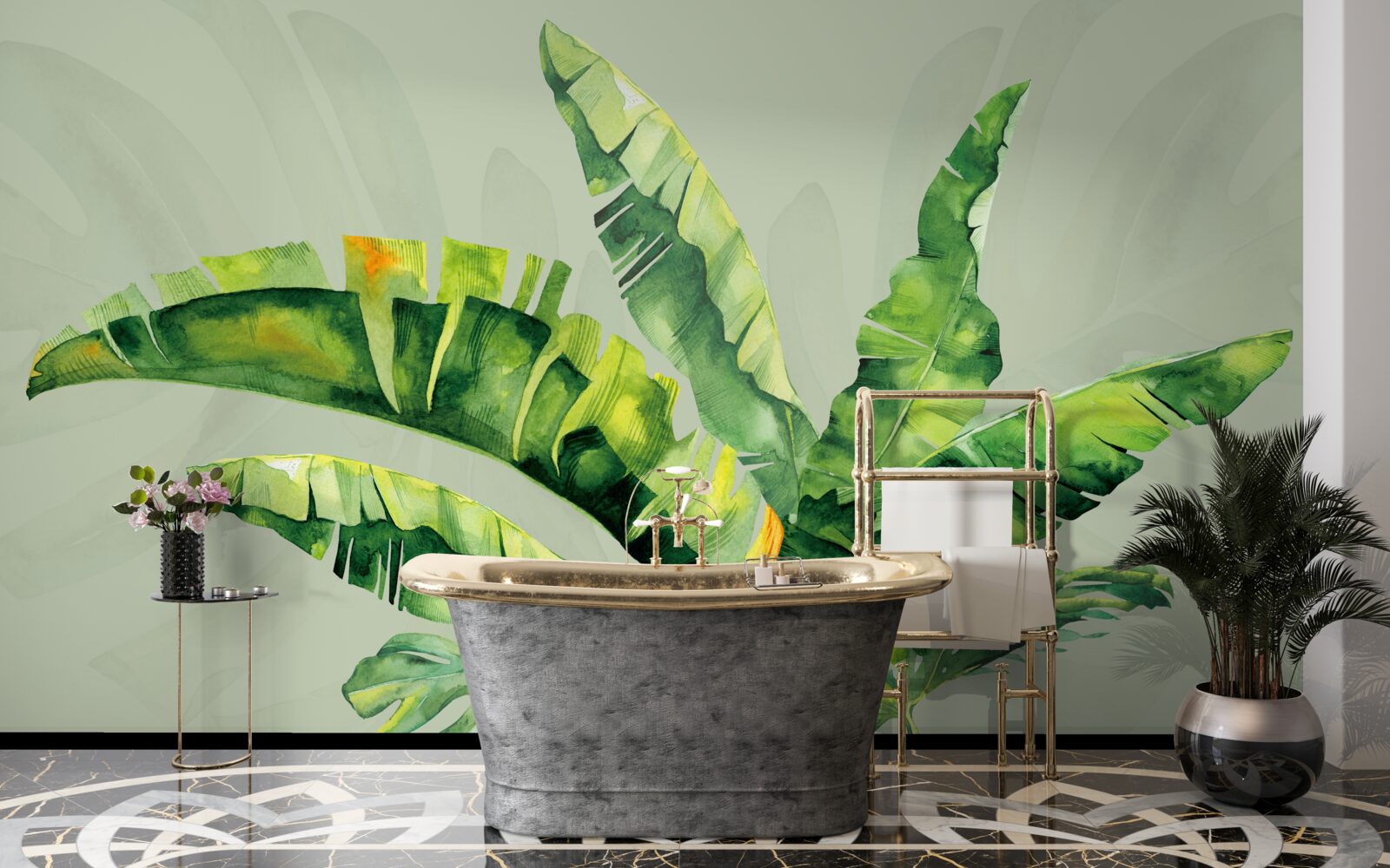 Carta da parati monstera e felce verde