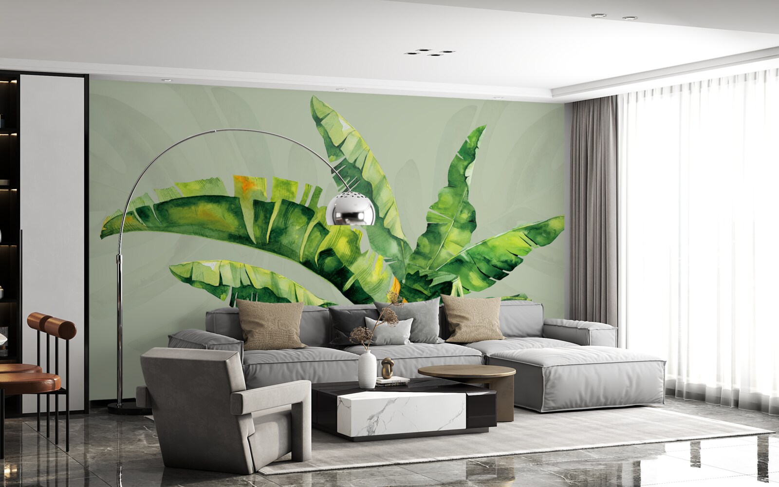 Carta da parati monstera e felce verde