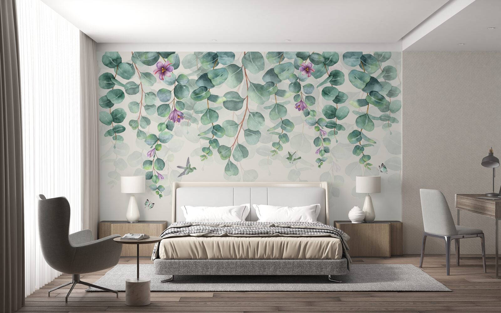 Carta da parati eucalipto in fiore