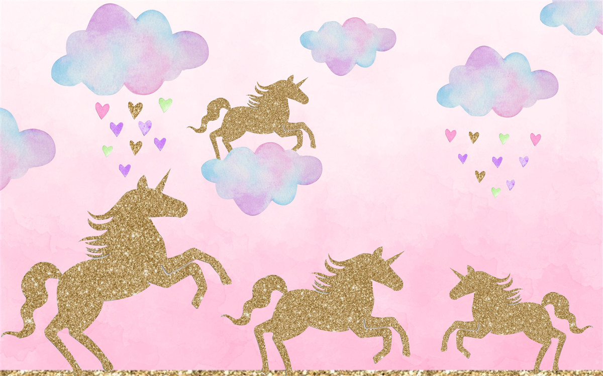 Carta da parati Gli unicorni giocano tra le nuvole