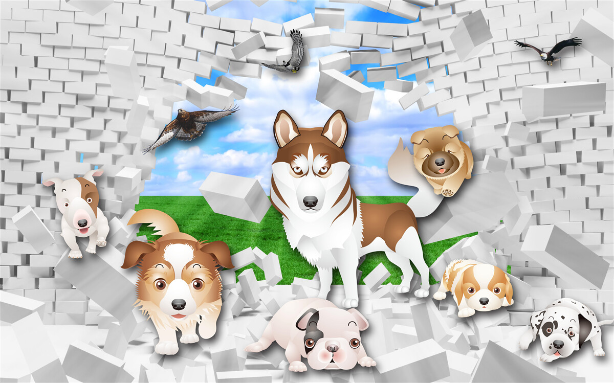 Carta da parati cani animati hanno sfondato la barriera