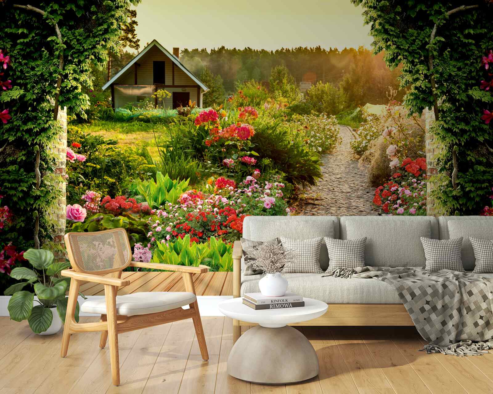 Carta da parati paesaggio naturale con casa