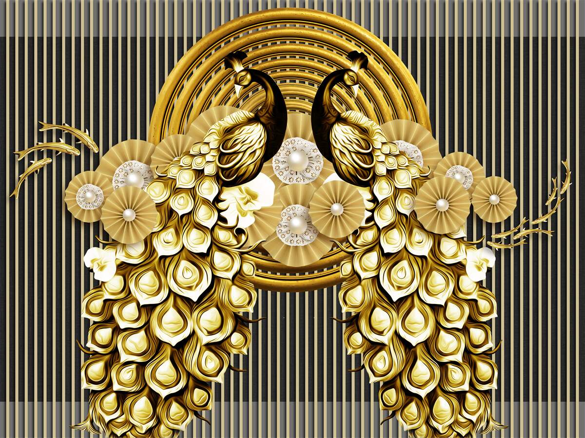 Carta da parati prodotti con immagini di pavoni