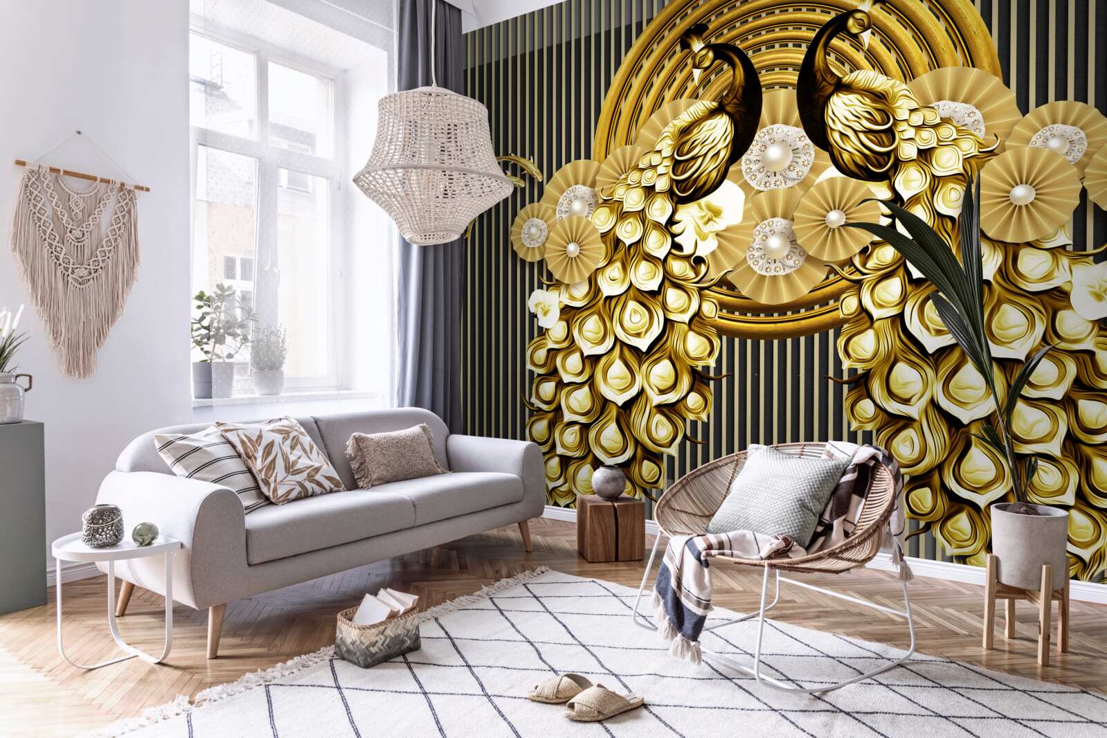 Carta da parati prodotti con immagini di pavoni