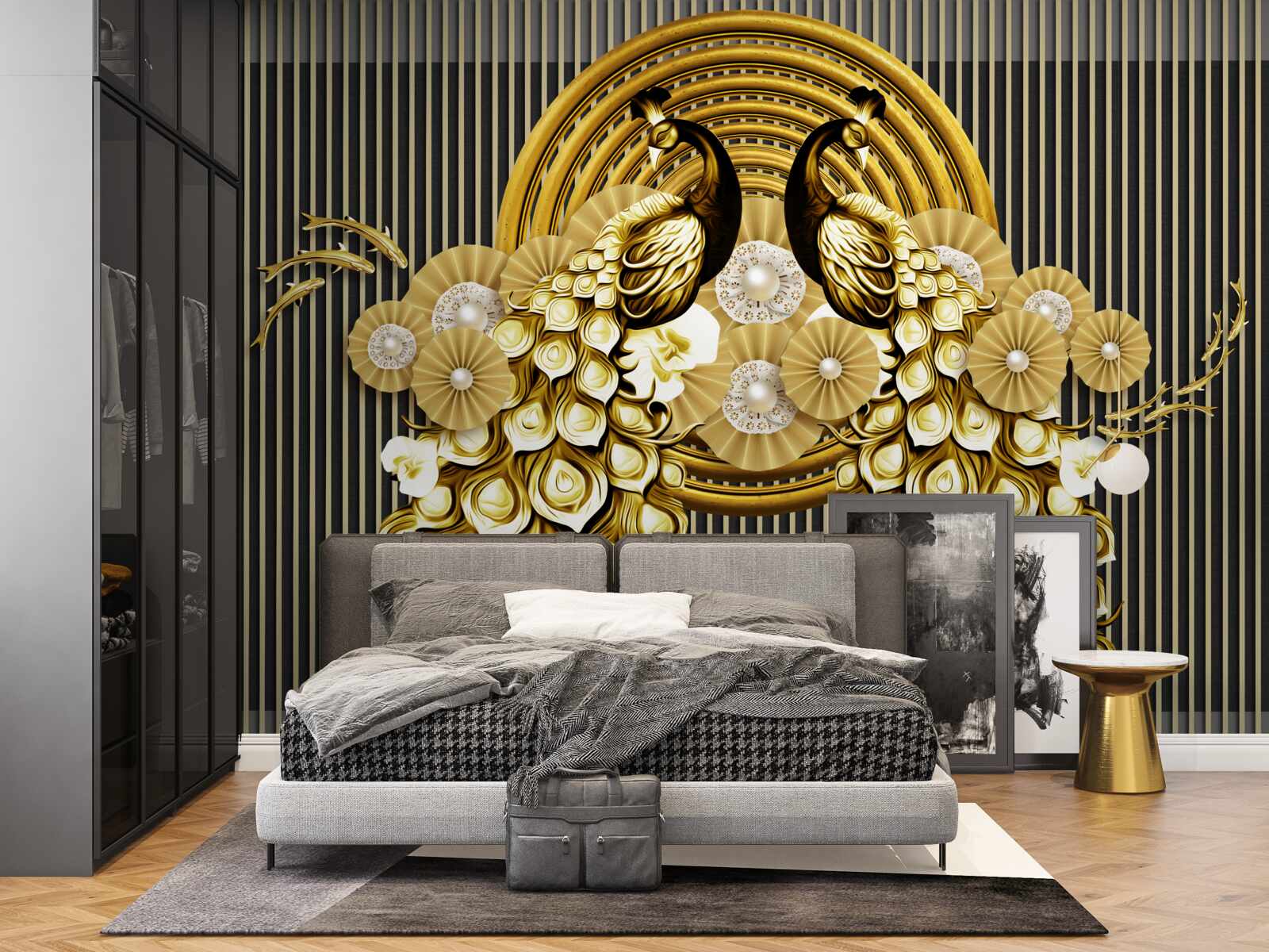 Carta da parati prodotti con immagini di pavoni