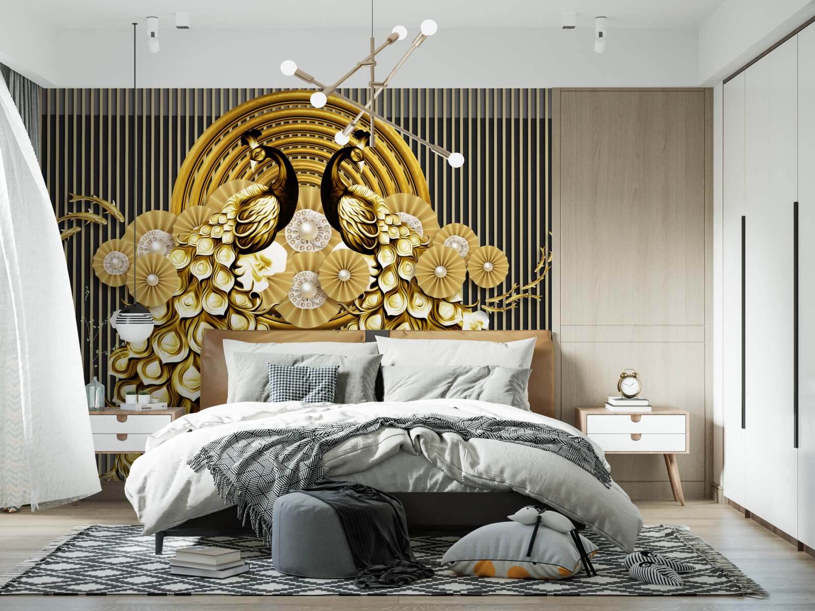 Carta da parati prodotti con immagini di pavoni