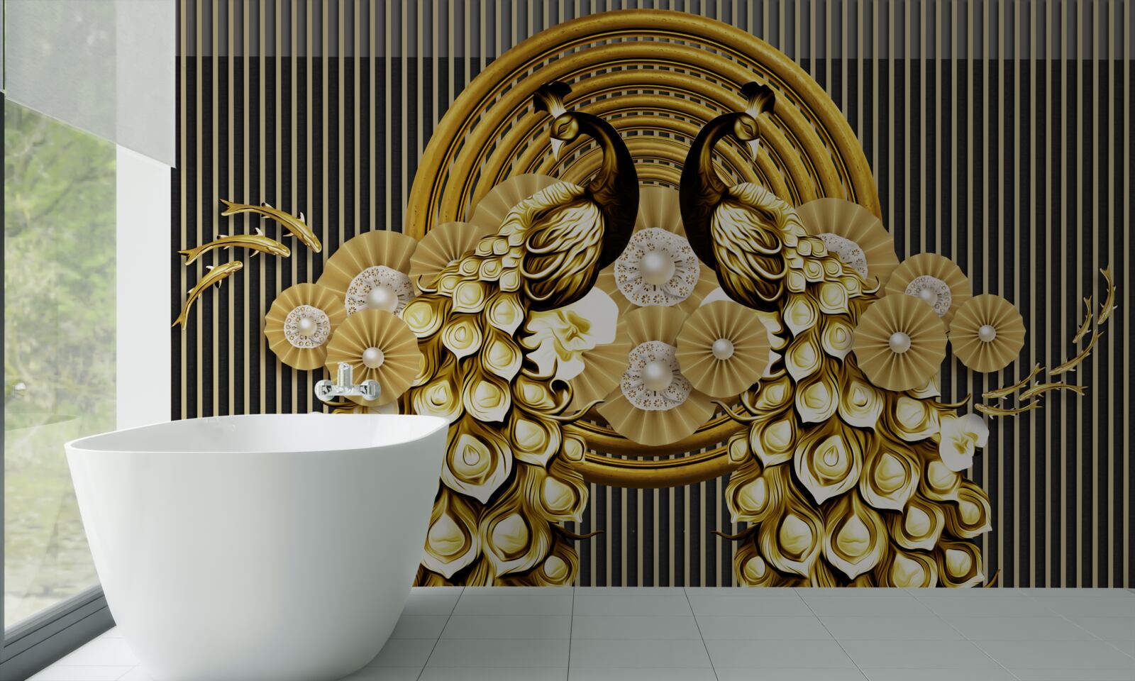 Carta da parati prodotti con immagini di pavoni