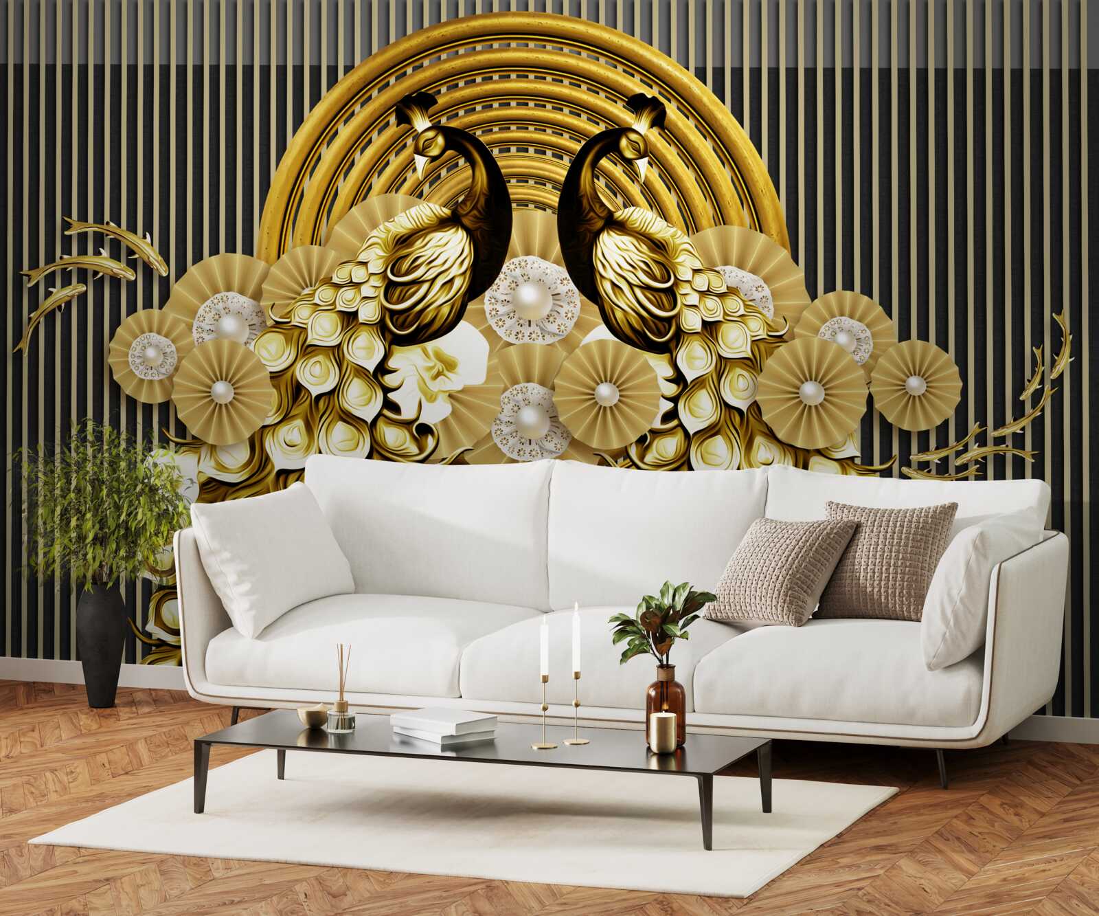 Carta da parati prodotti con immagini di pavoni