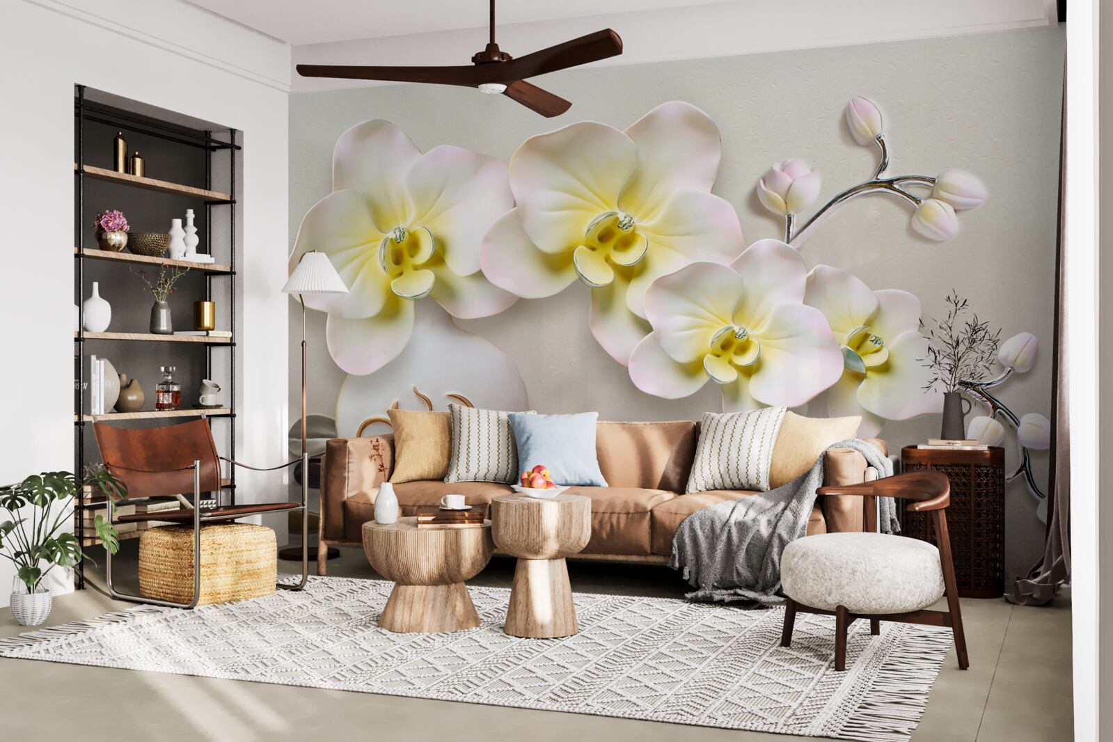 Carta da parati fiori di orchidea decorati