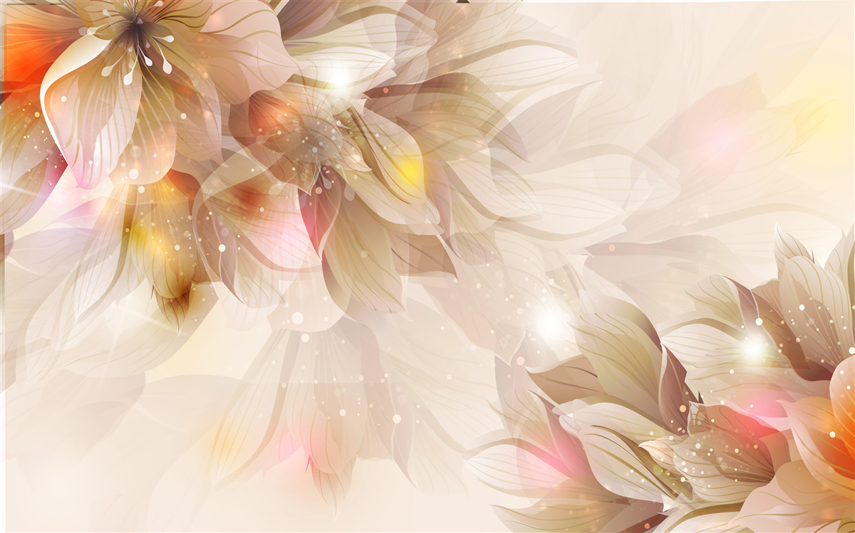 Carta da parati fiori luminosi con luce soffusa