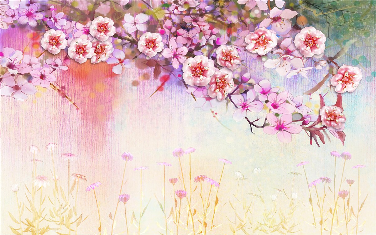 Carta da parati un magnifico ramo di fiori si estende sul campo