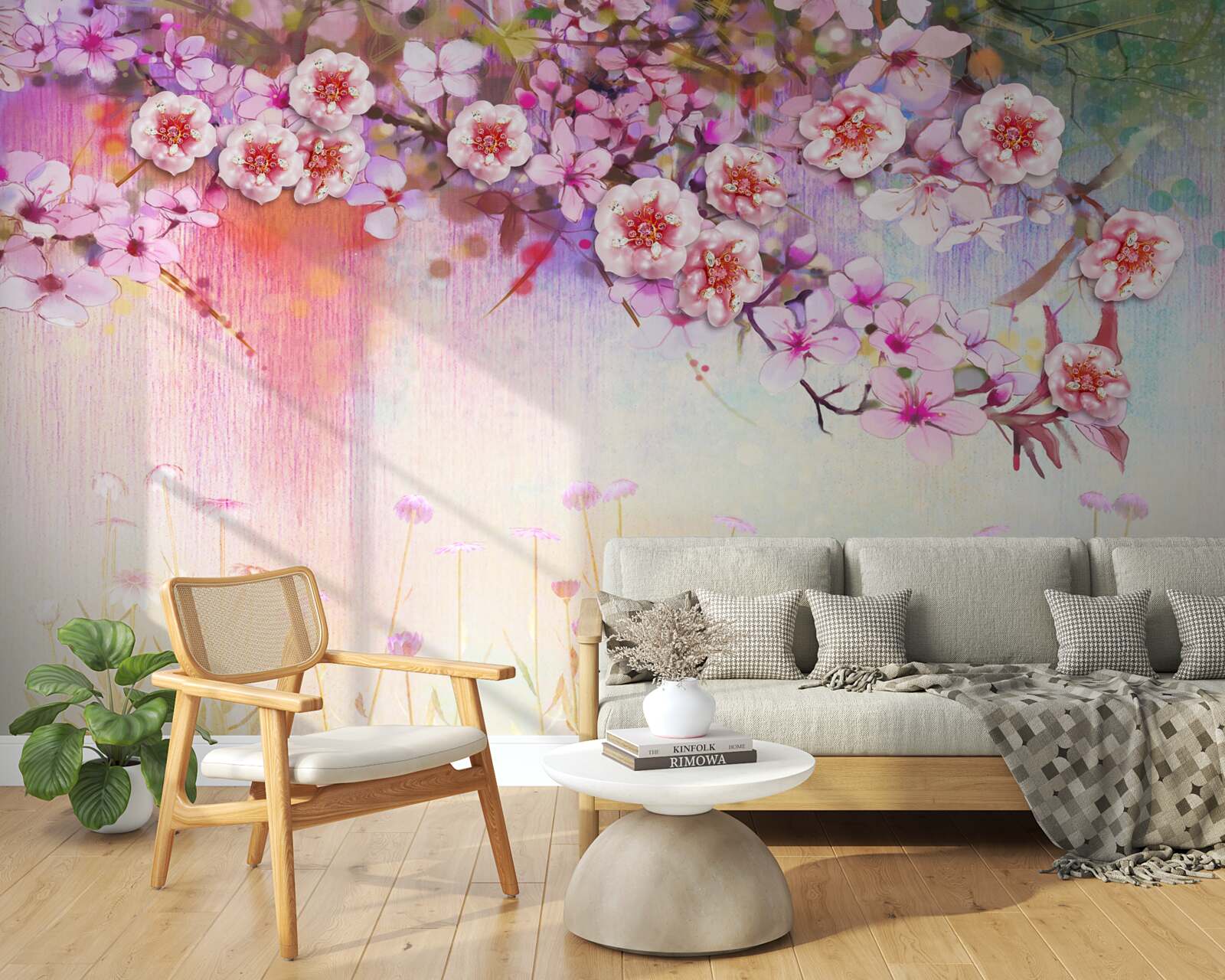 Carta da parati un magnifico ramo di fiori si estende sul campo