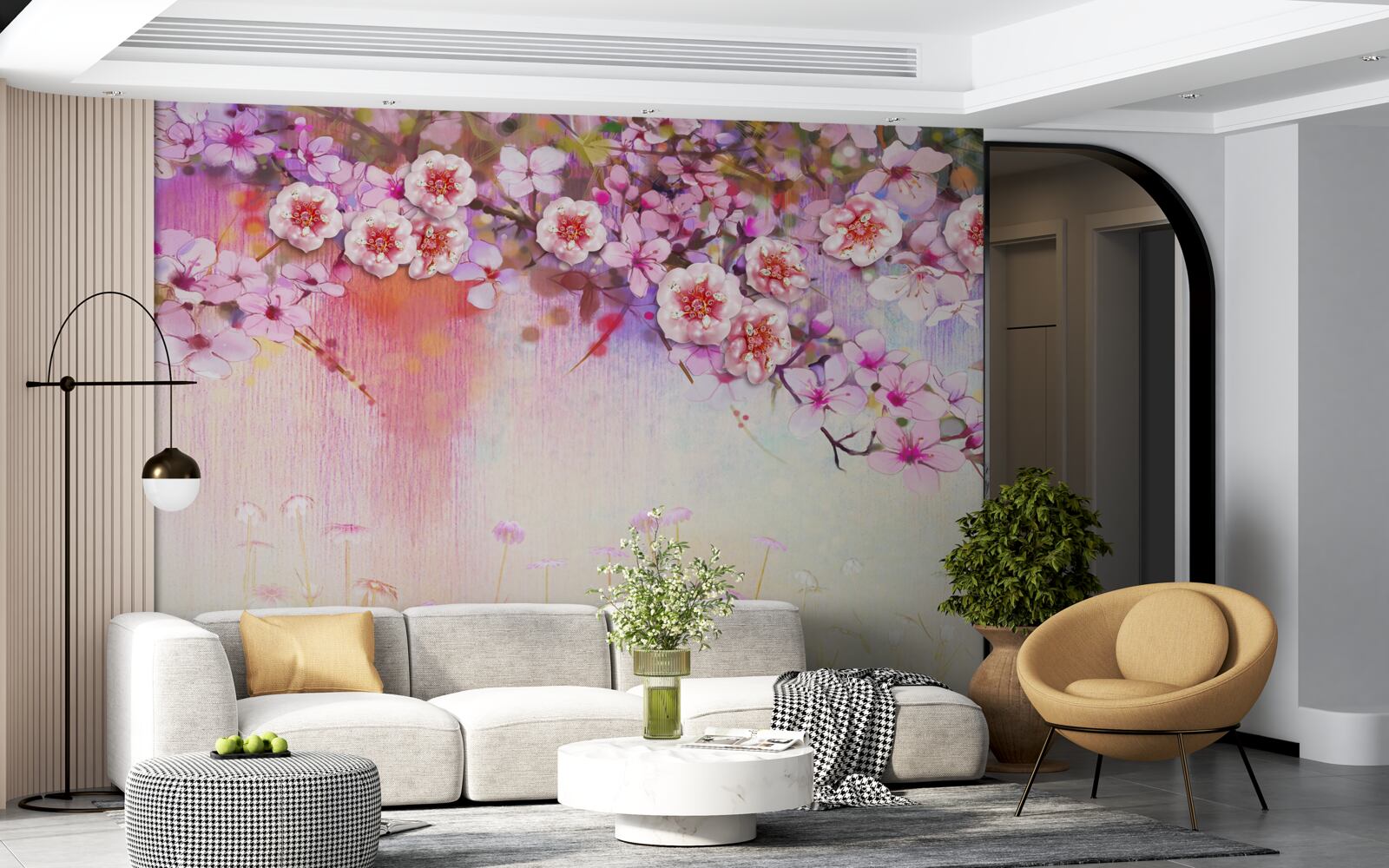 Carta da parati un magnifico ramo di fiori si estende sul campo