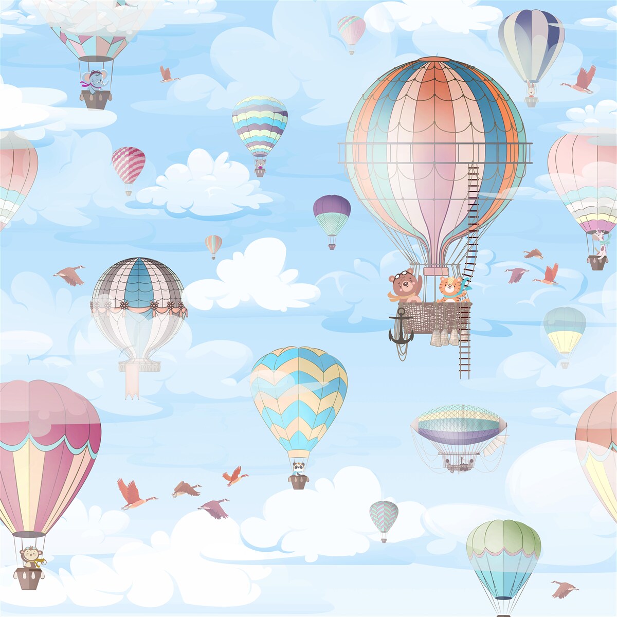 Carta da parati palloncini volanti con immagini di animali
