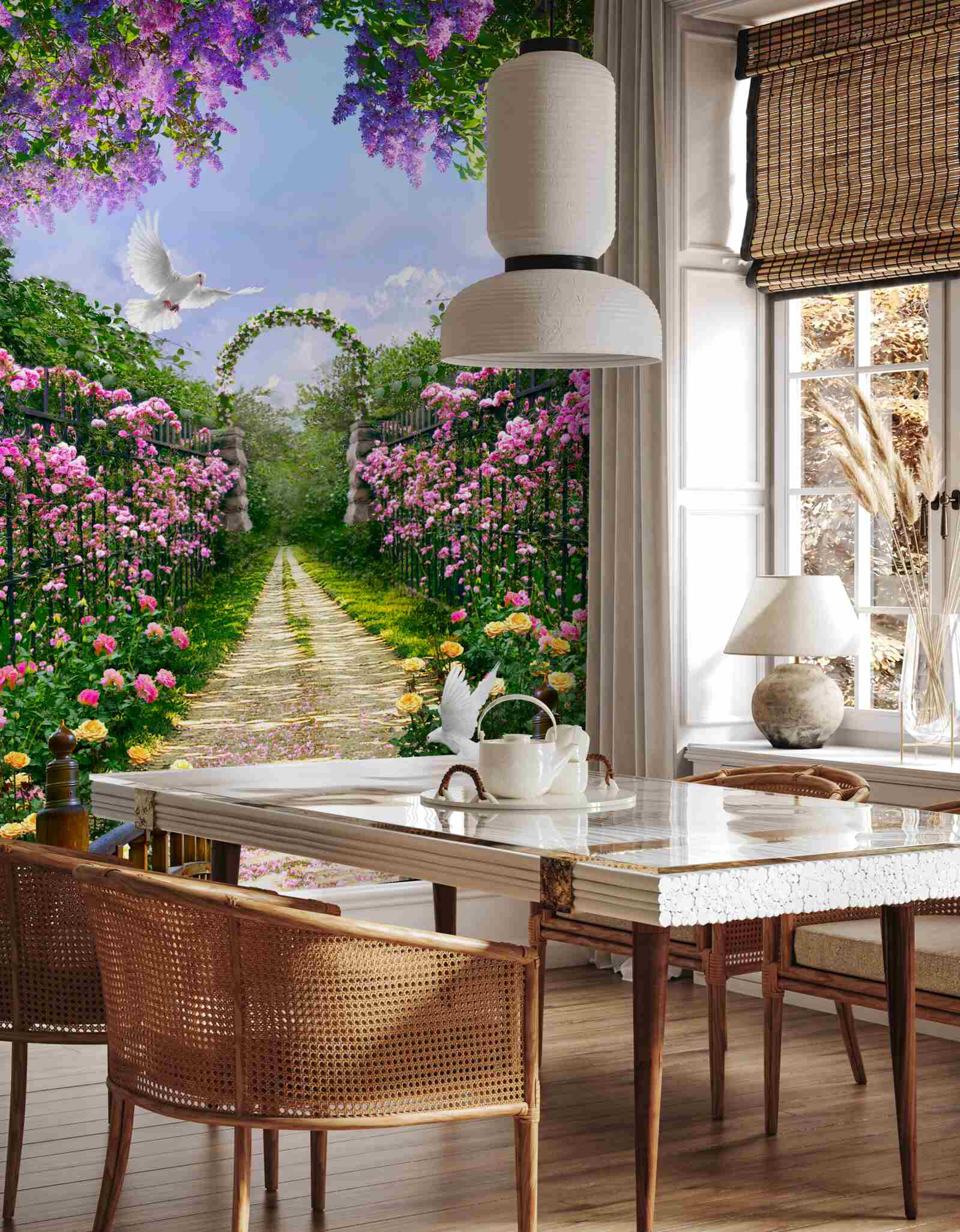 Carta da parati Sentiero che conduce al giardino fiorito