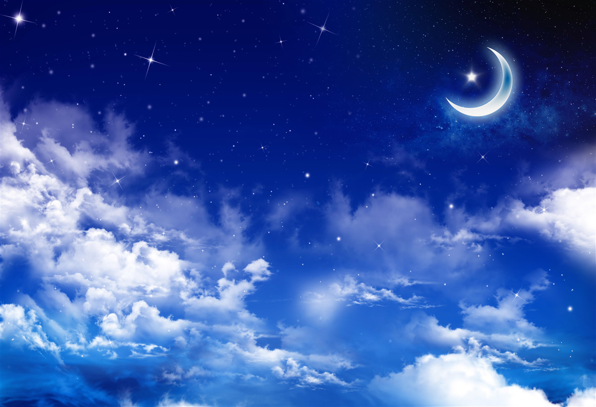 Carta da parati notte sotto la luna e le stelle scintillanti