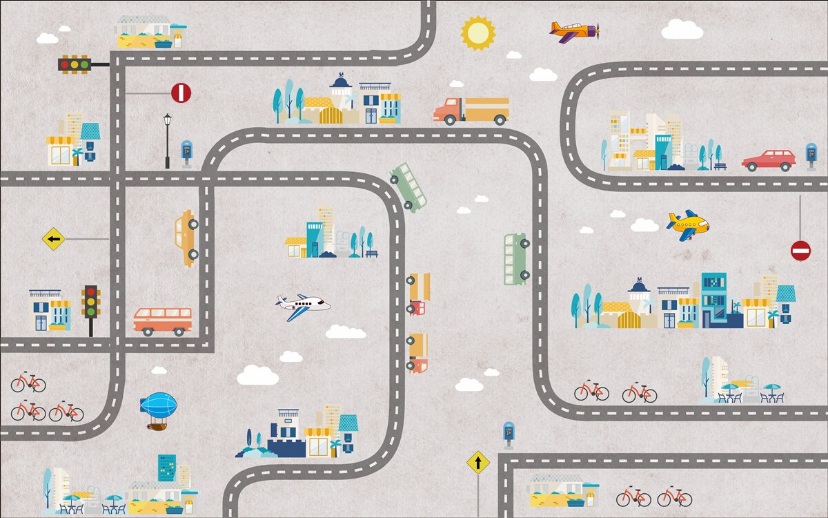 Carta da parati strade urbane per bambini
