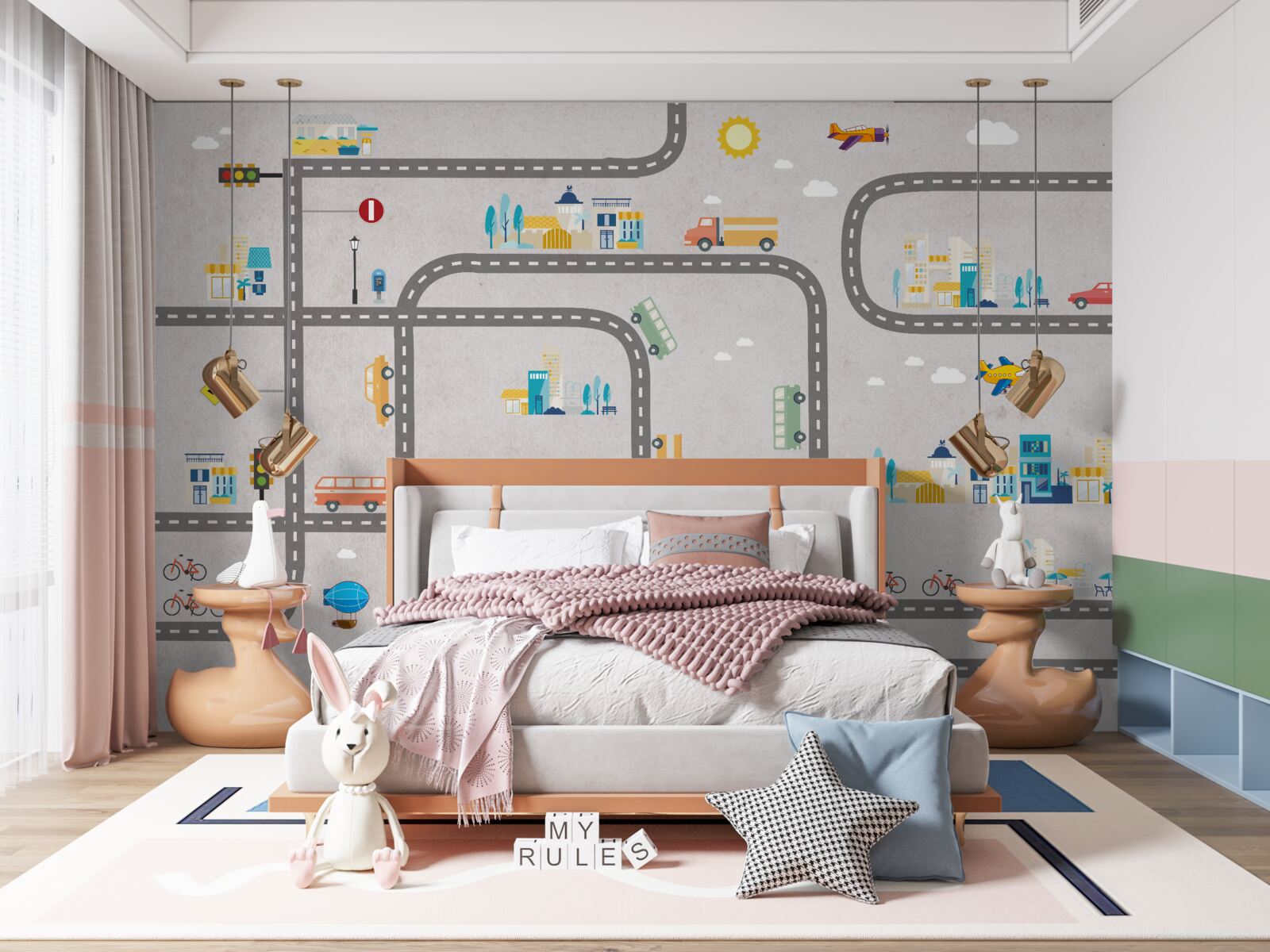 Carta da parati strade urbane per bambini