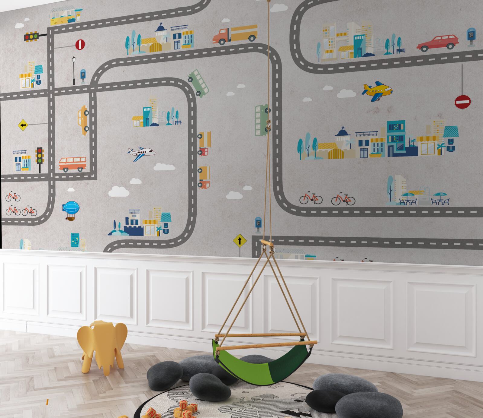 Carta da parati strade urbane per bambini