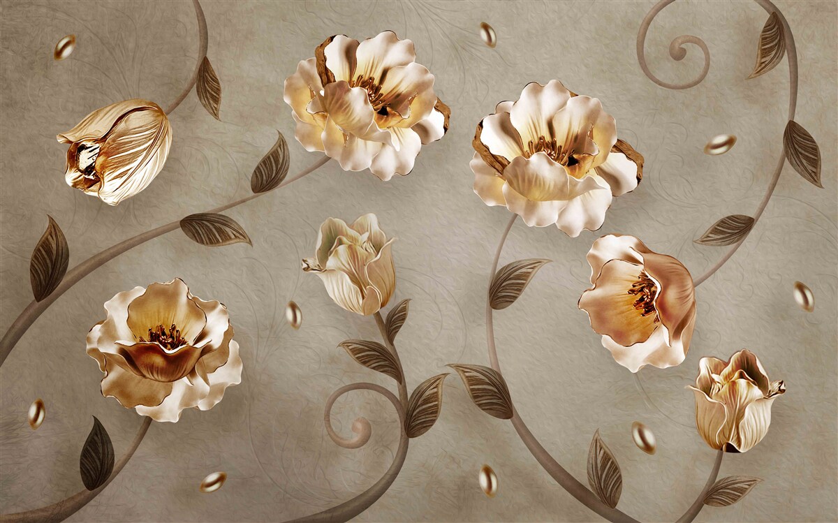 Carta da parati fiori d'oro