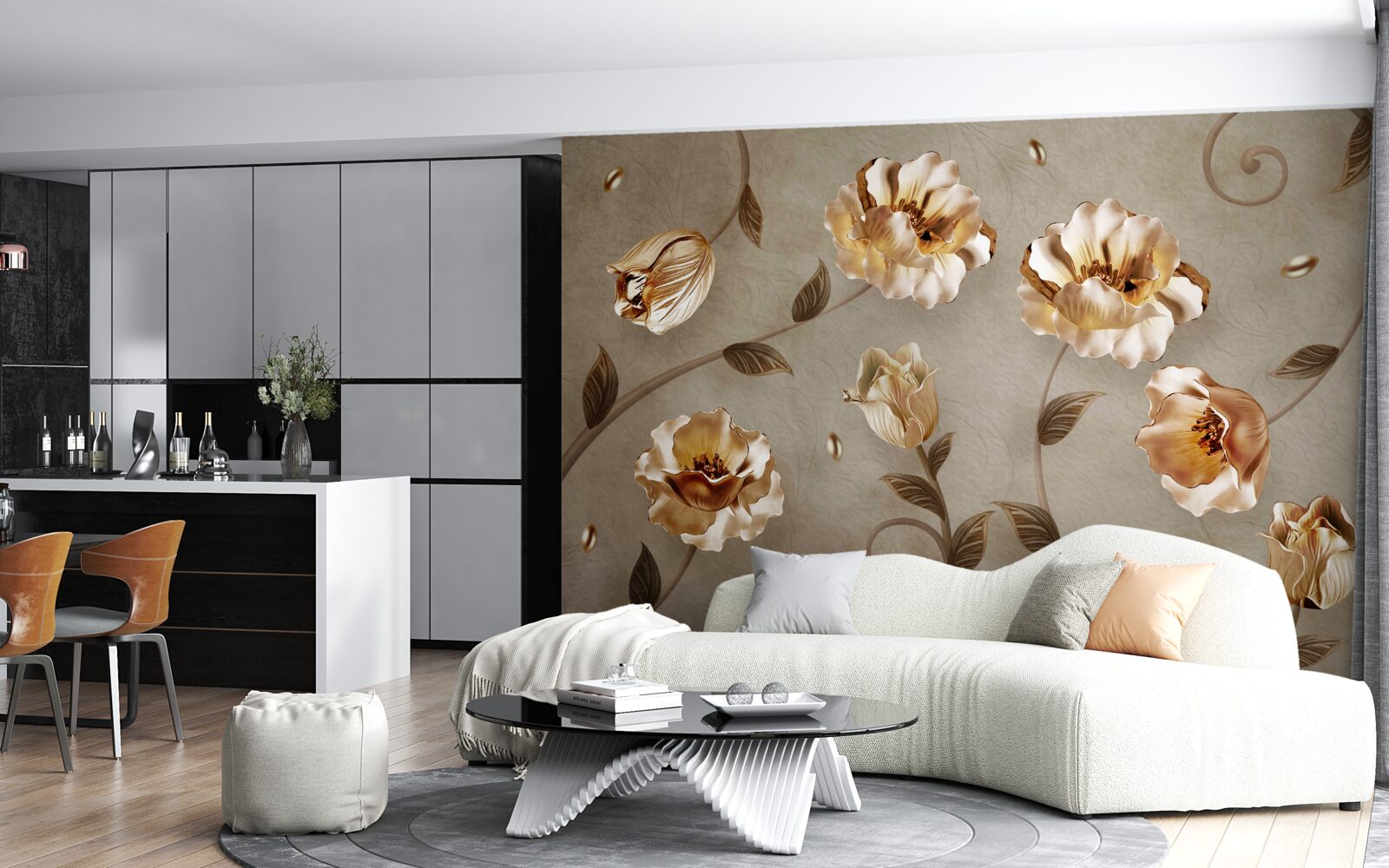 Carta da parati fiori d'oro