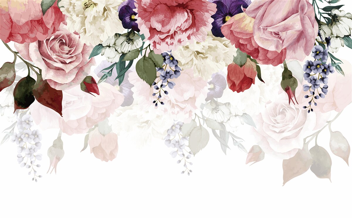Carta da parati composizione di fiori che cadono
