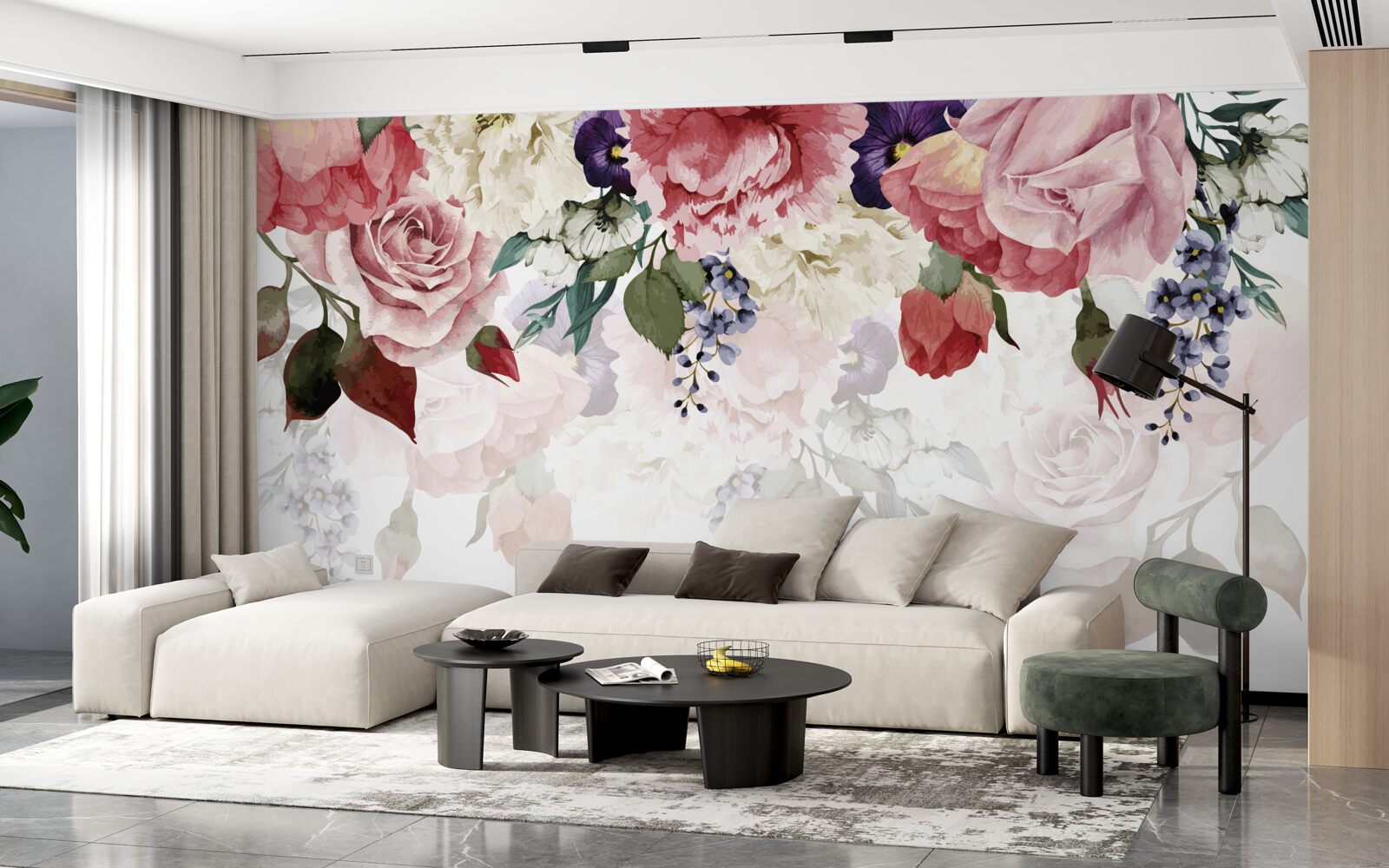 Carta da parati composizione di fiori che cadono