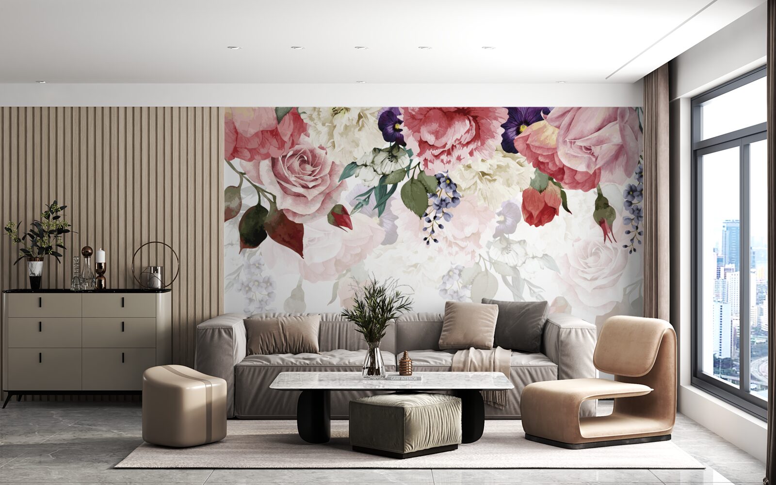 Carta da parati composizione di fiori che cadono