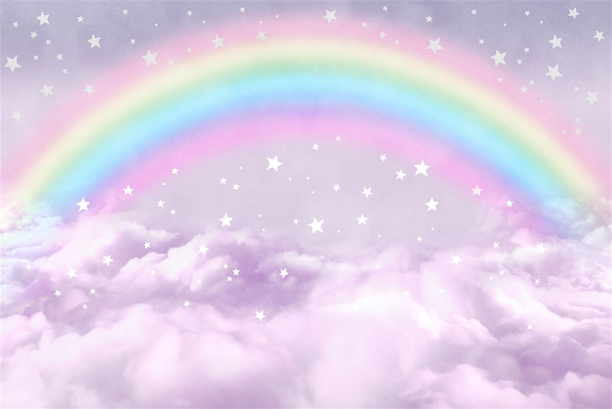 Carta da parati nuvole sotto l'arcobaleno
