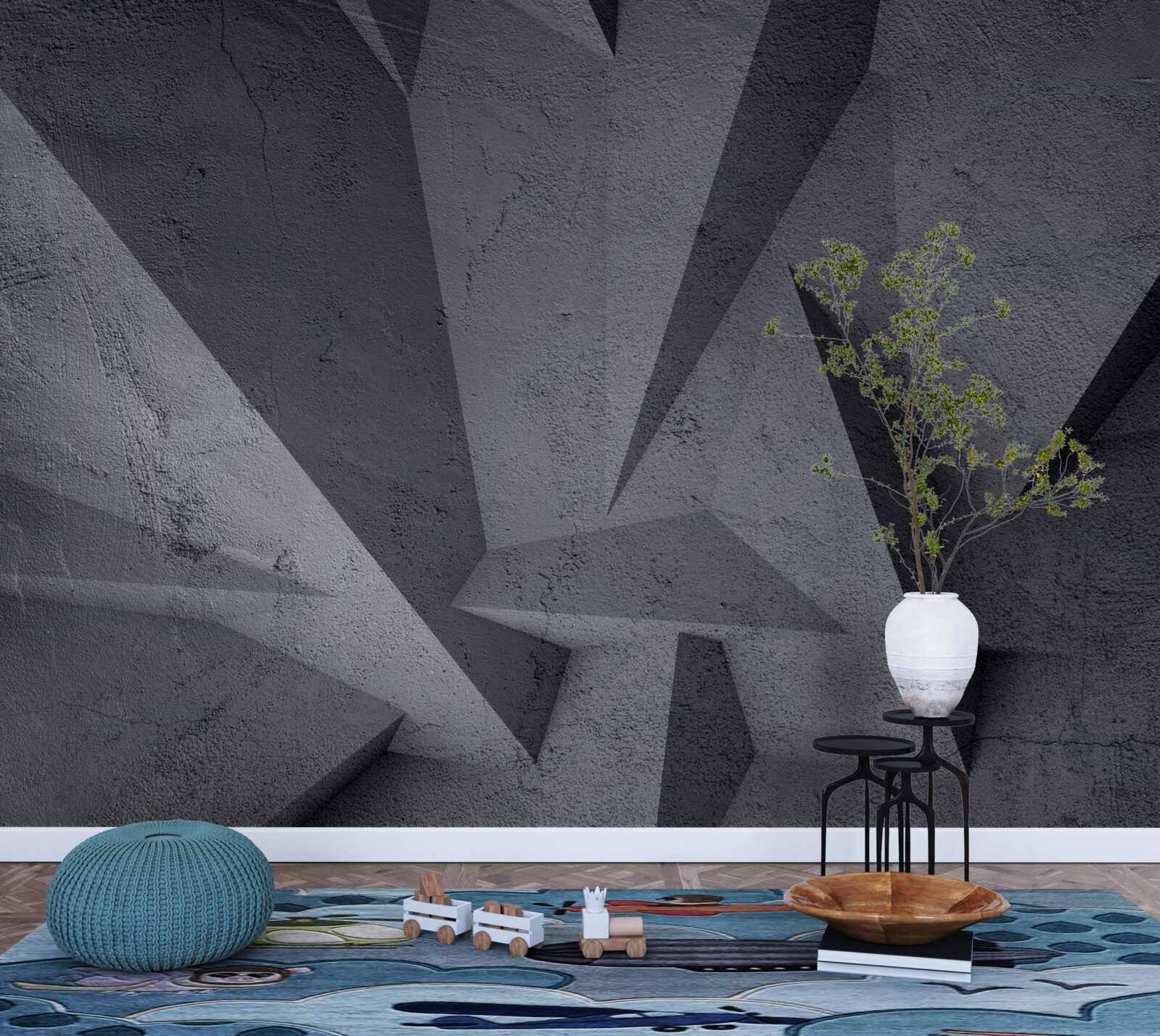 Carta da parati geometria nera nello spazio 3d