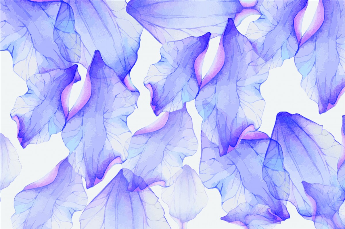 Carta da parati boccioli di fiori con una sfumatura viola trasparente