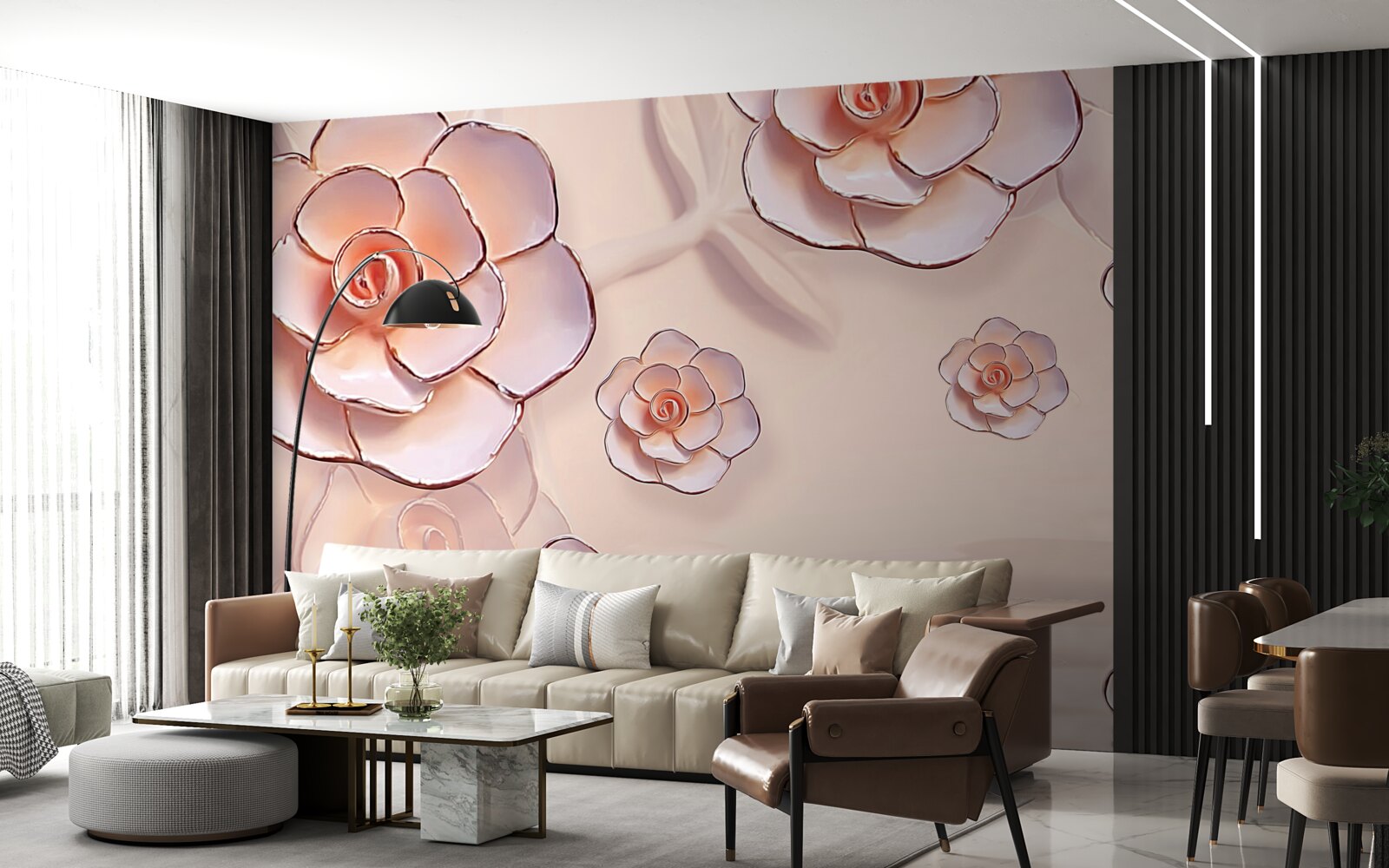 Carta da parati rose di porcellana rosa