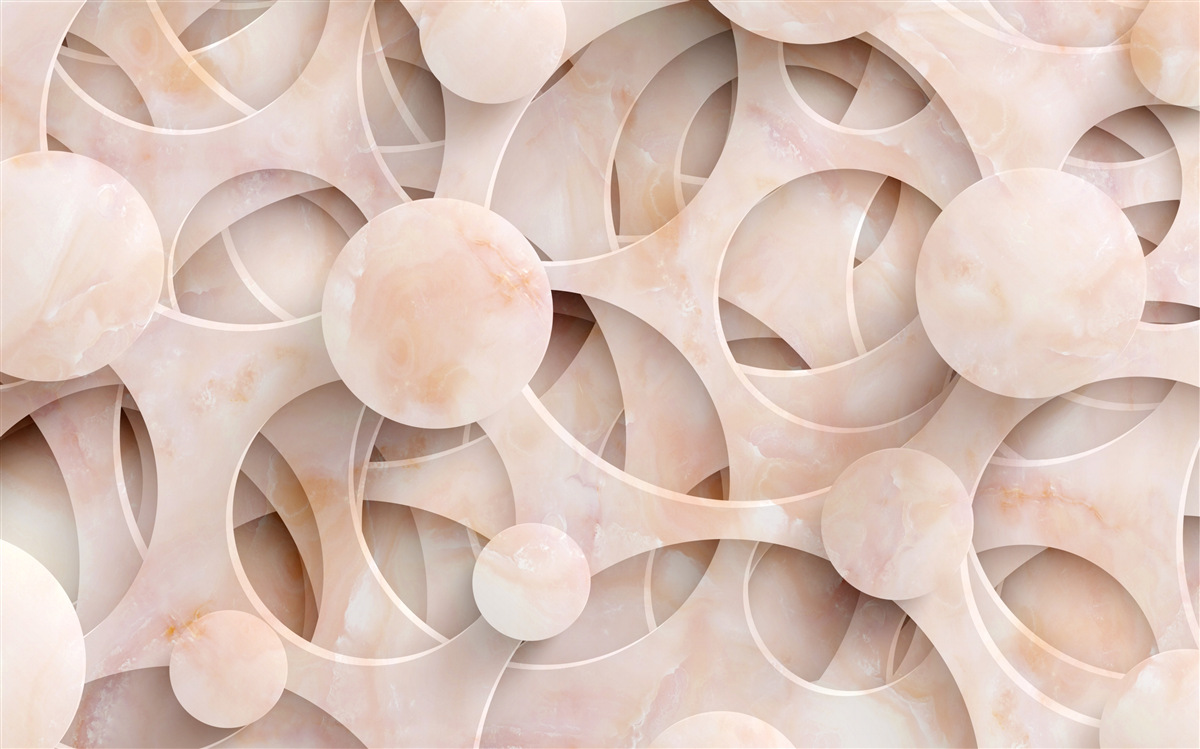 Carta da parati Forme arrotondate e linee curve su sfondo rosa
