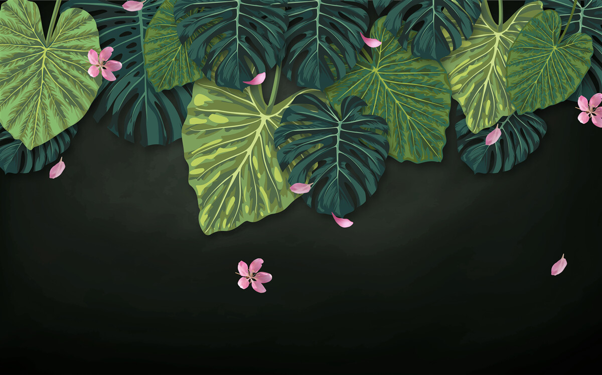 Carta da parati foglie tropicali di notte