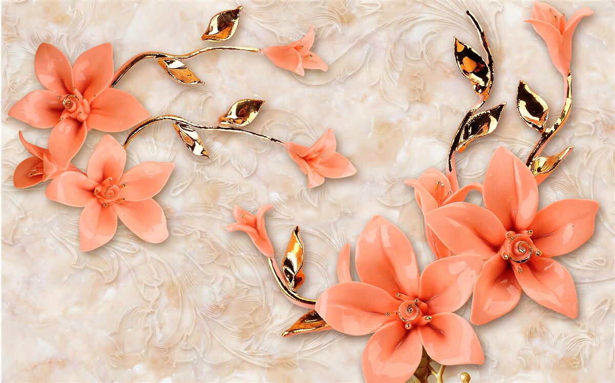 Carta da parati magnolia in fiore nei toni del pesca