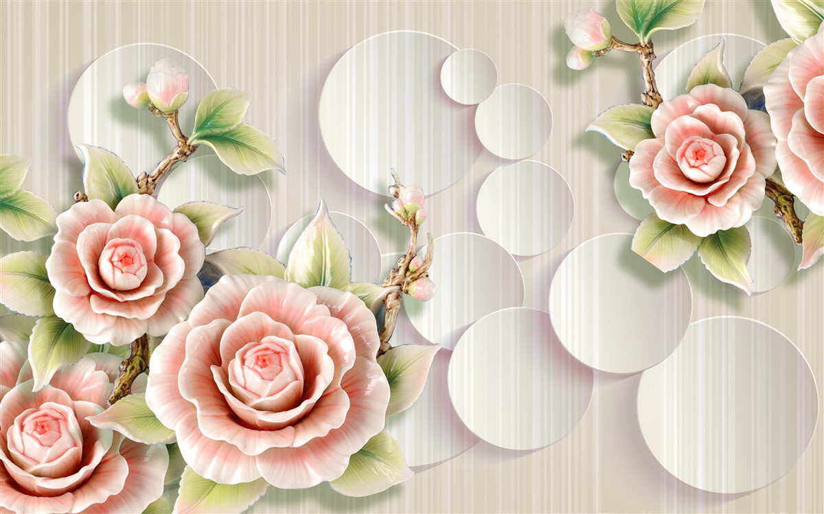 Carta da parati sfondo luminoso decorato con una delicata rosa color tè