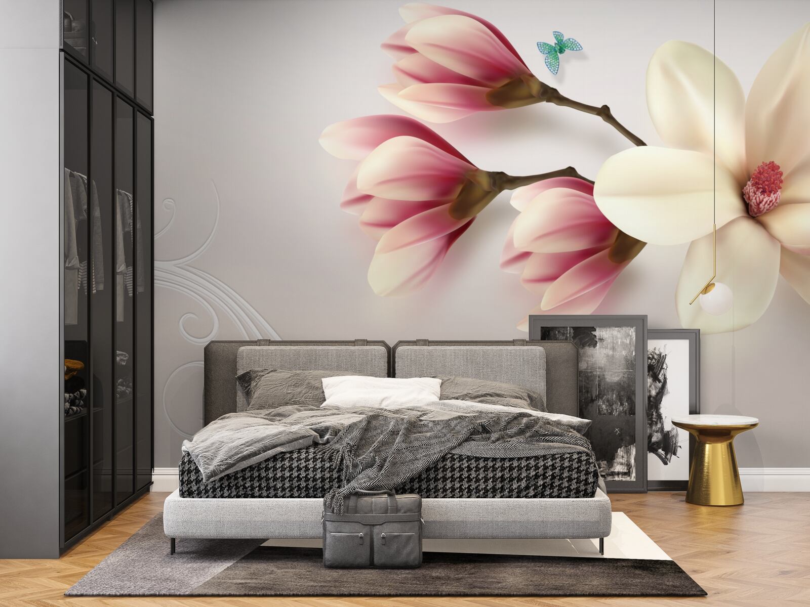 Fototapeta biała magnolia w pełnym rozkwicie