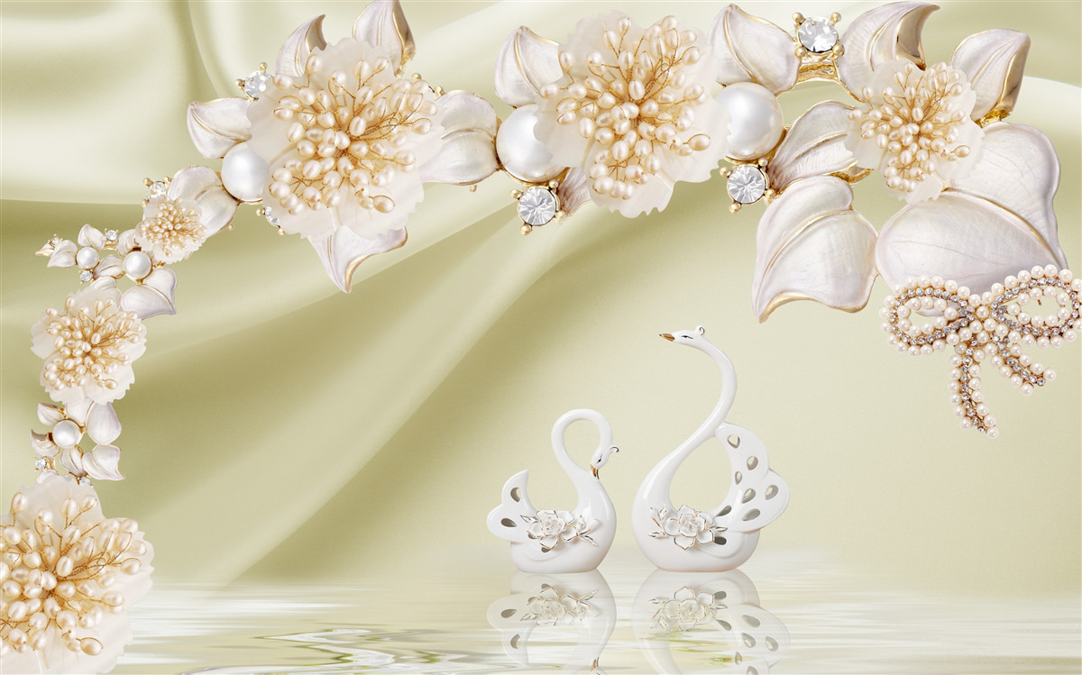 Carta da parati gemme decorate con oro e perle