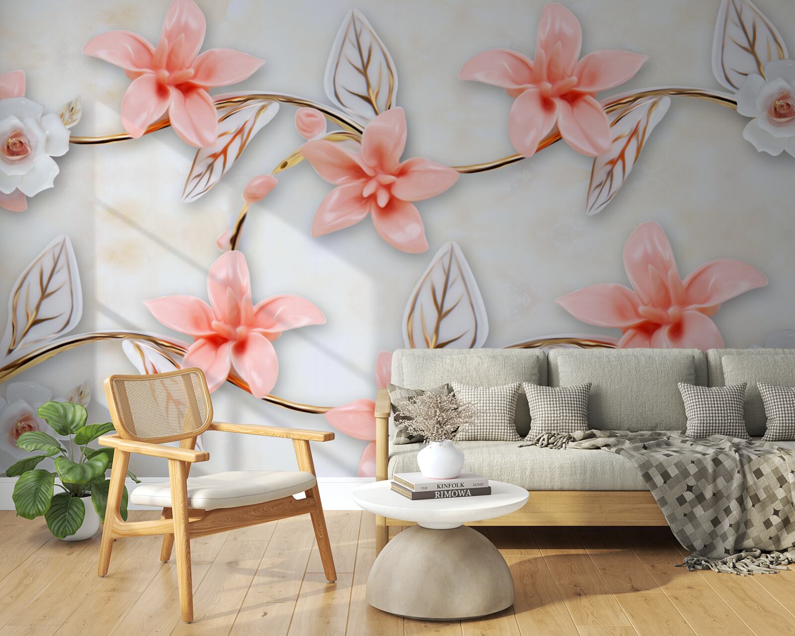 Fototapeta różowe magnolie na gałęziach
