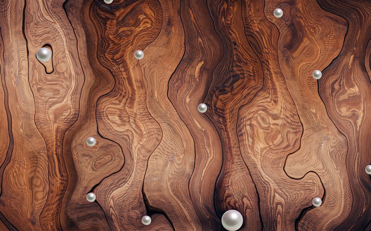 Carta da parati legno strutturato e perle