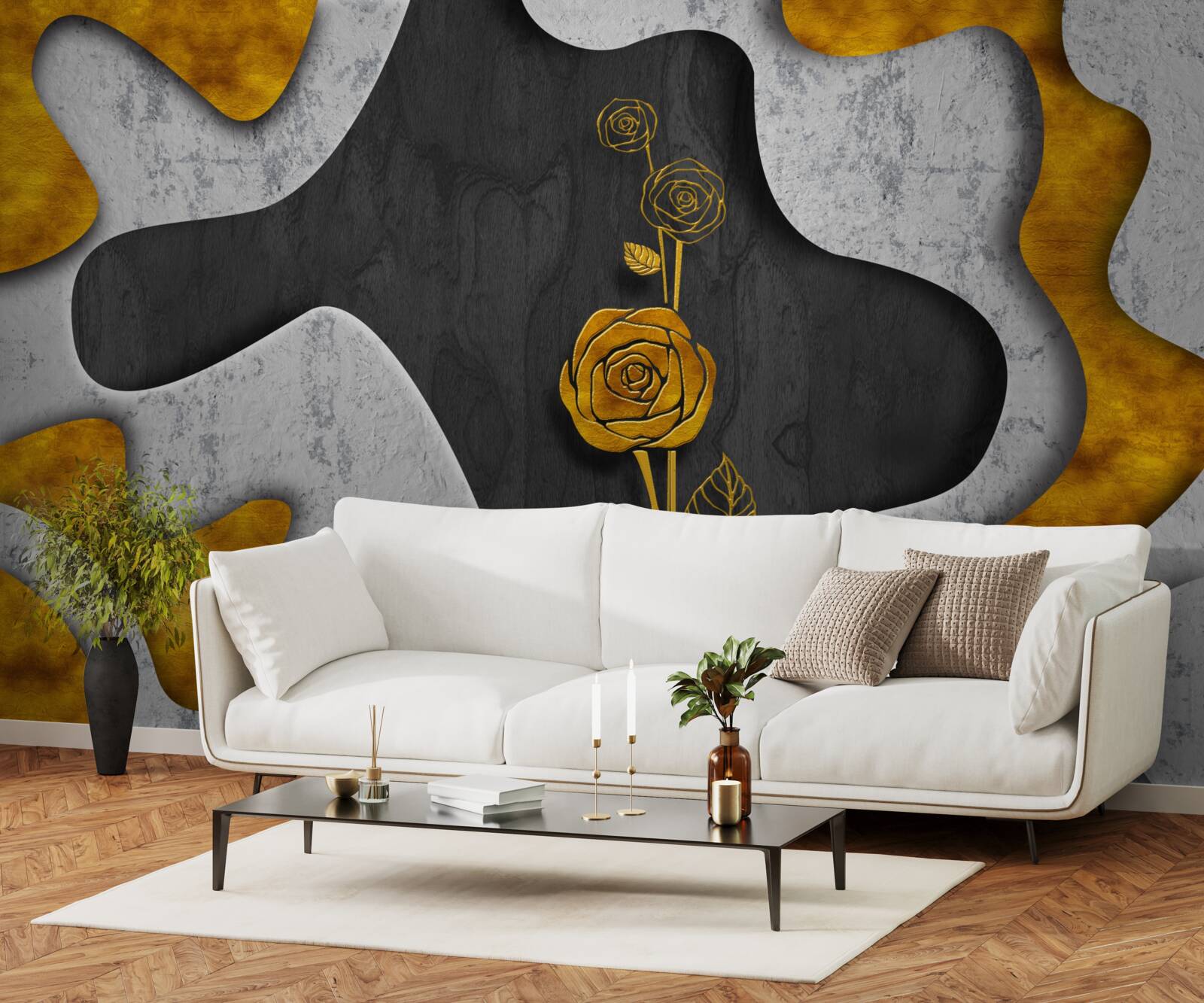 Carta da parati rosa d'oro in decorazione