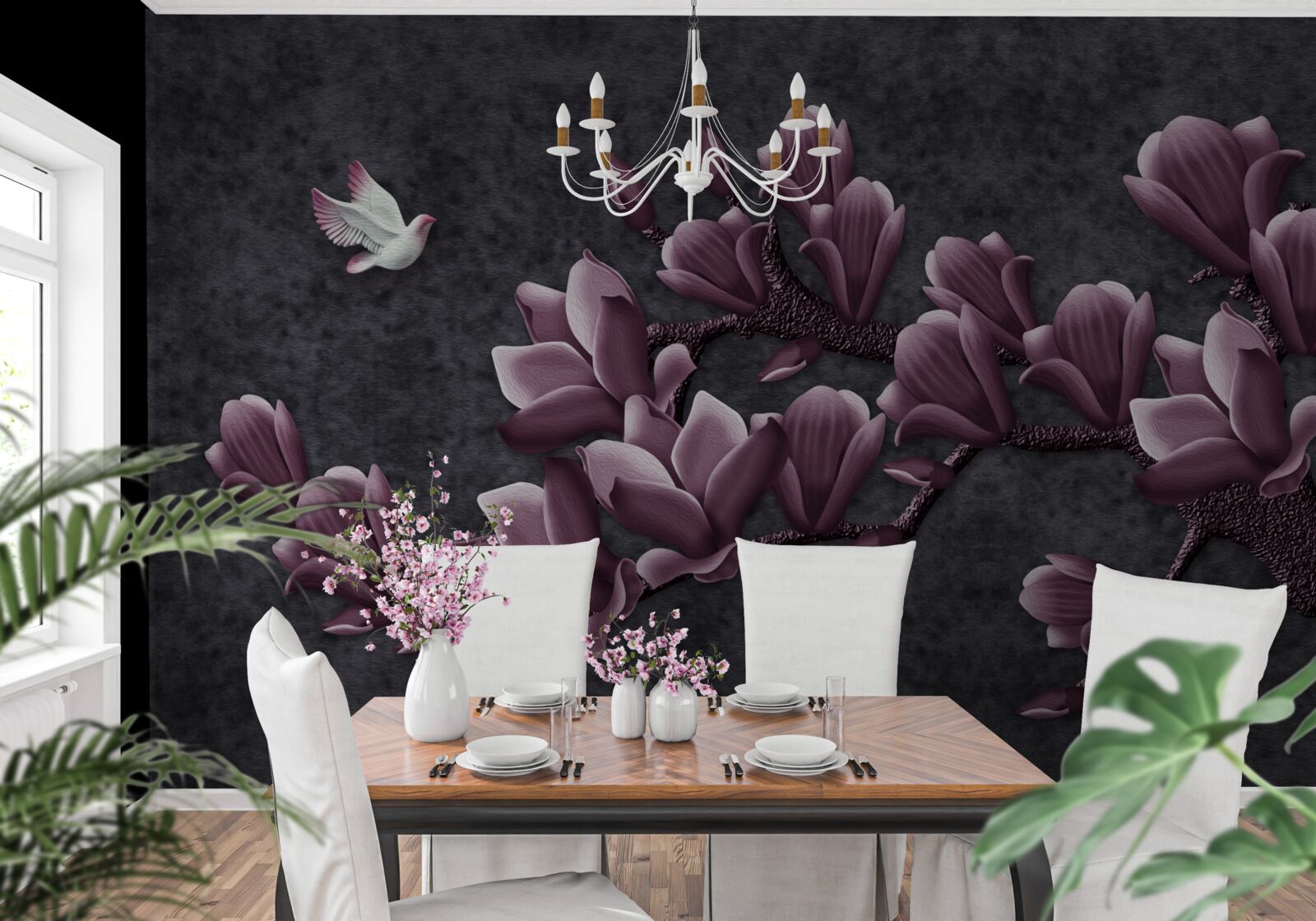 Fototapeta odcień liliowy ptaka i magnolii