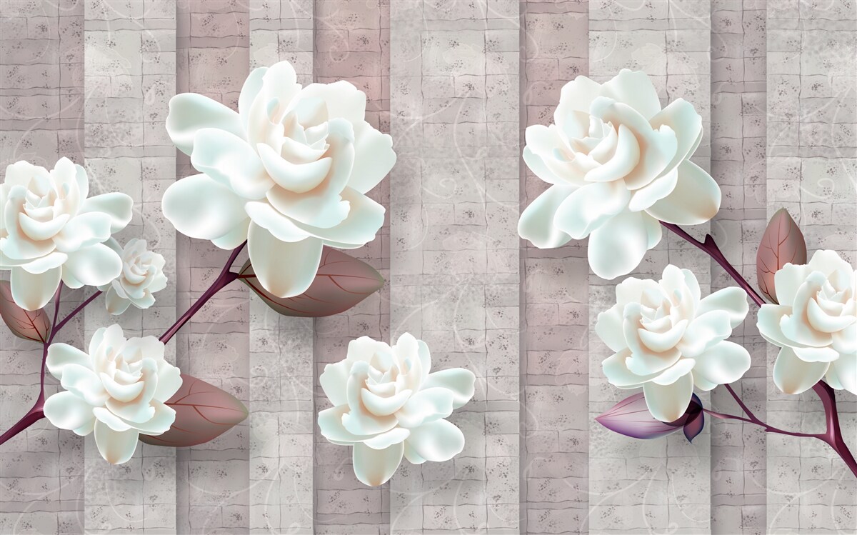 Carta da parati fiori più bianchi della neve sui rami