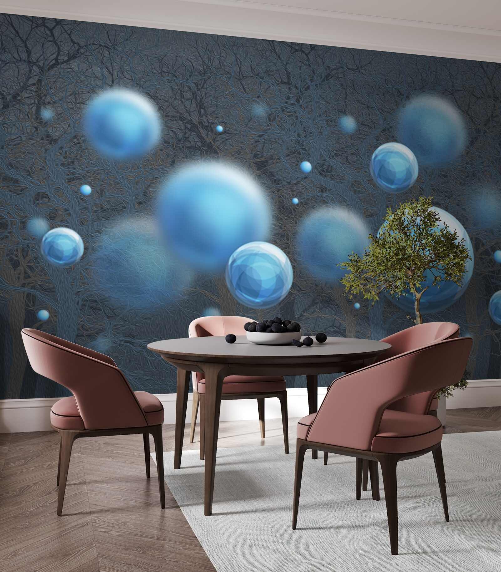 Carta da parati l'acqua che sale come gocce blu