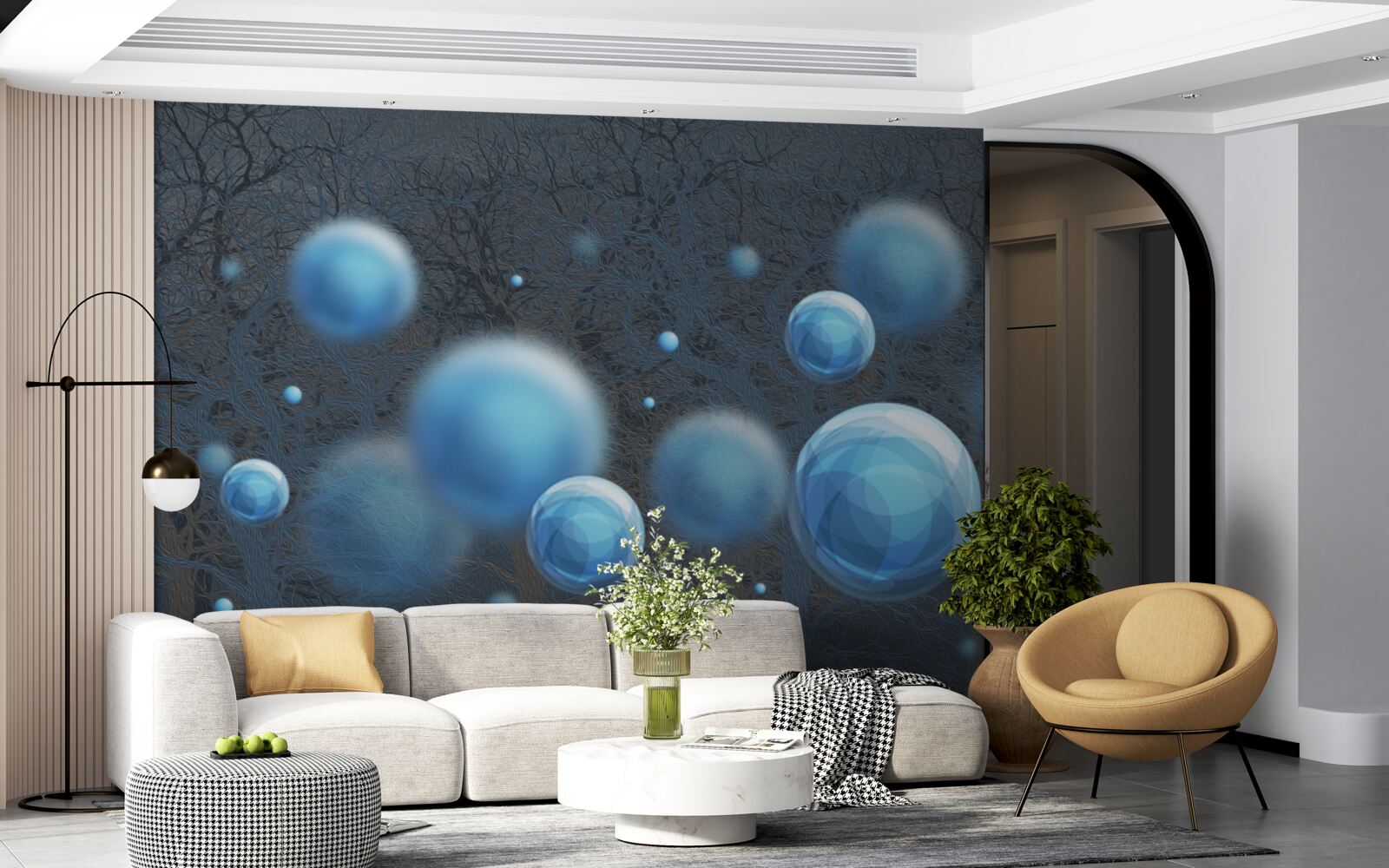 Carta da parati l'acqua che sale come gocce blu